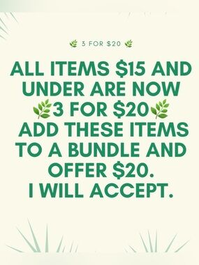 All items $15 and under are 🌿3 for $20🌿. Bundle shirts, shorts, polos to save!